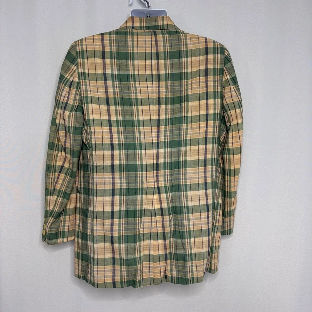 Vintage Gordon of Philadelphia Plaid Blazer Green Tan 3 Button Sport Coat 42R